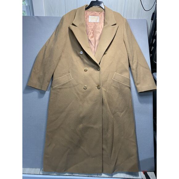 Vintage Pendleton Vintage 100 Virgin Wool Classic Tan Trench Jacket Coat Size 18 - Picture 1 of 9